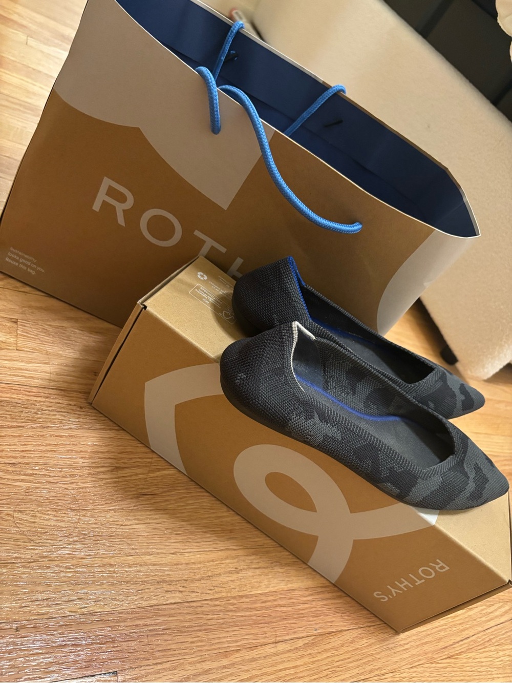 Rothy's Black Camouflage Knit The Point Flats